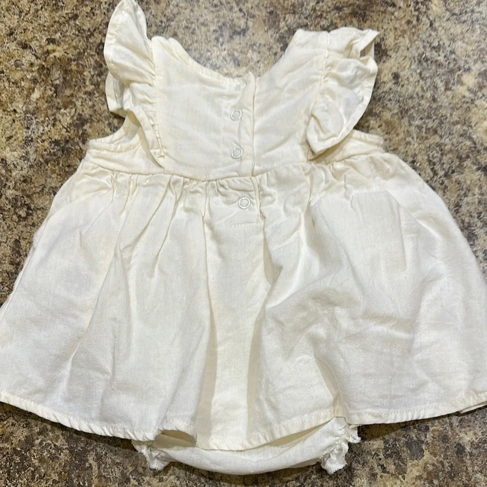 Disney Cream Diaper Cover dress with Pink Floral Design